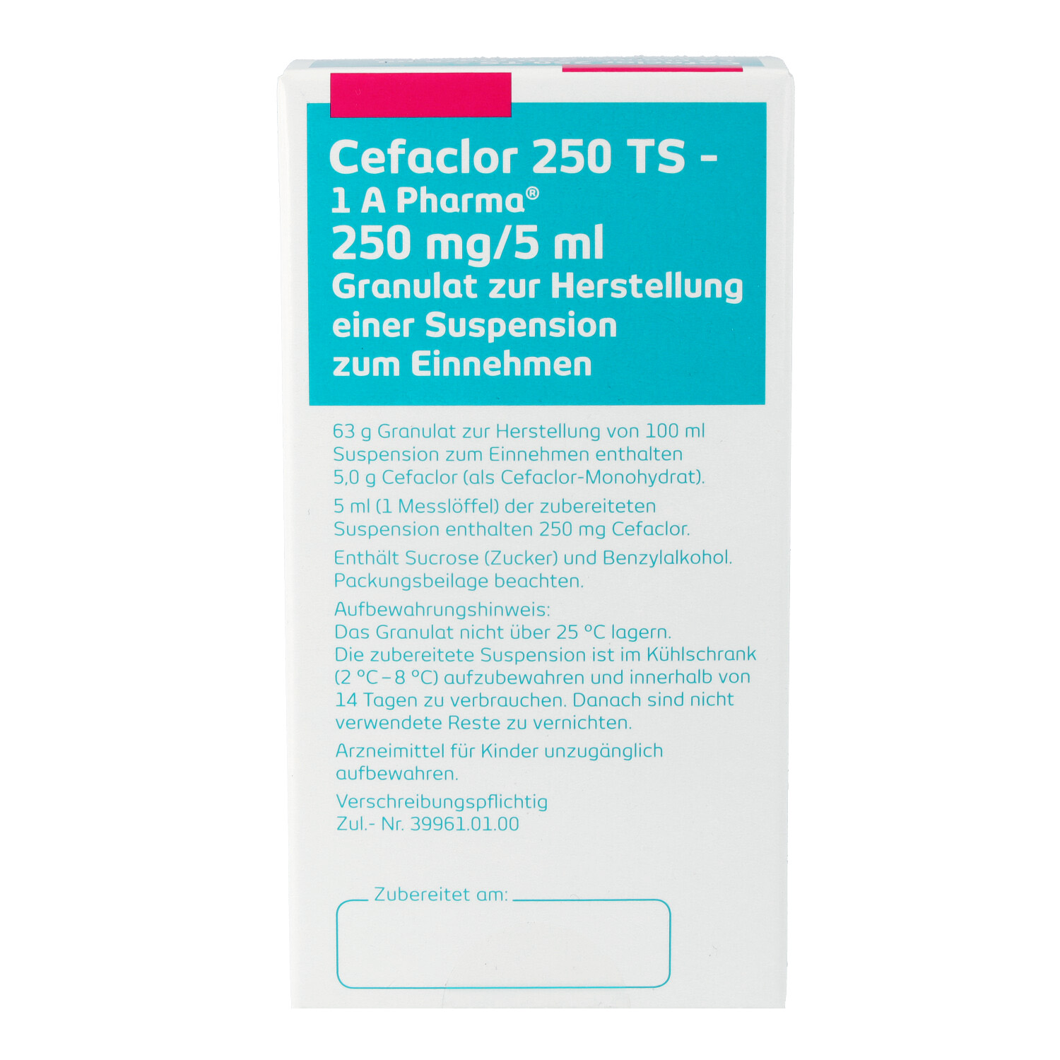 CEFACLOR 250 TS-1A Pharma Gran.z.Susp.-Herstell.