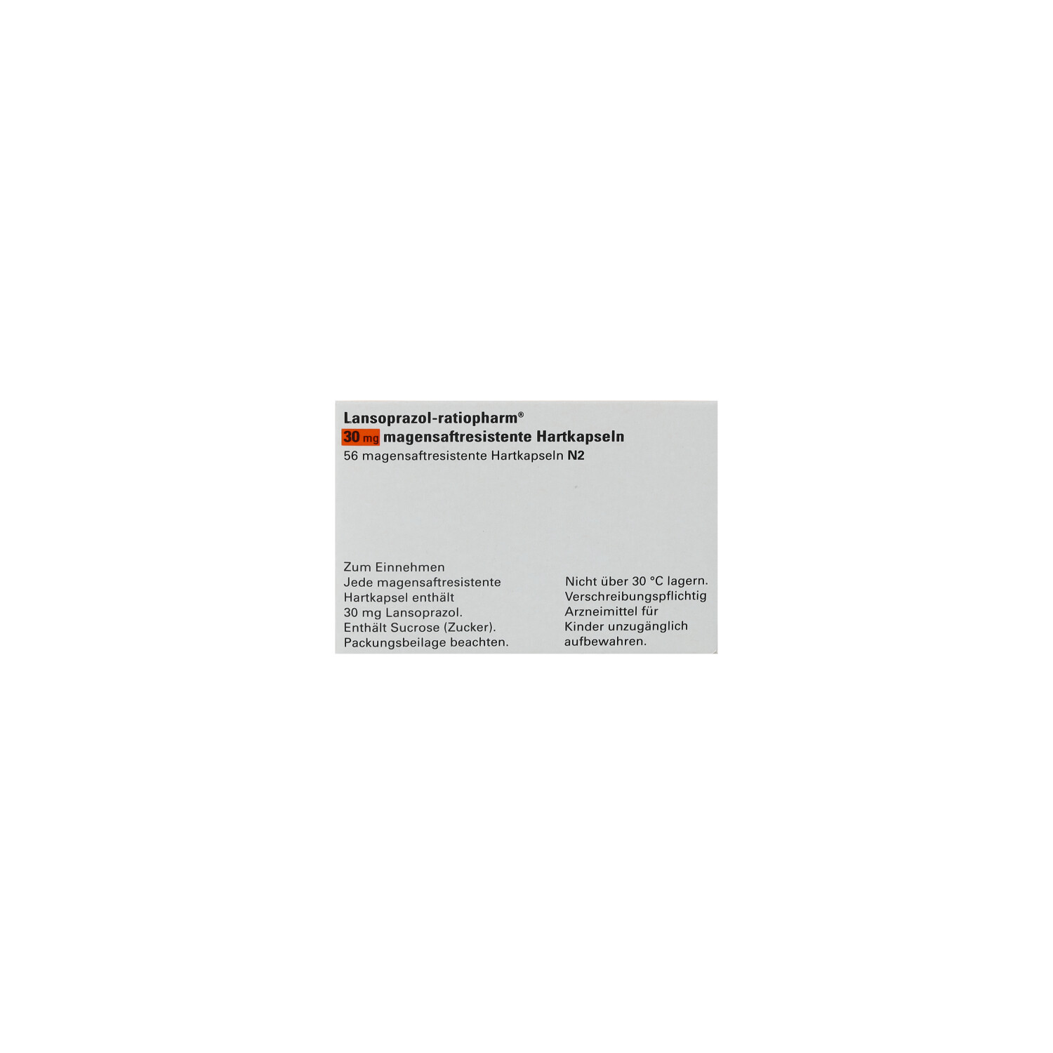 LANSOPRAZOL-ratiopharm 30 mg magensaftres.Hartkap.