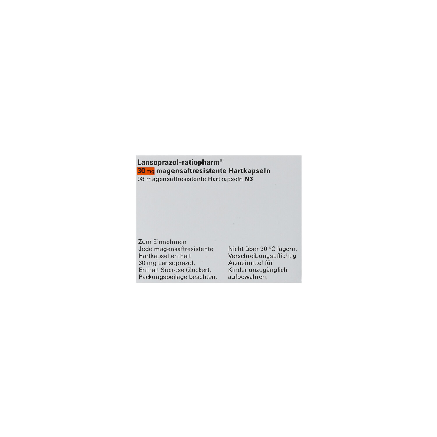 LANSOPRAZOL-ratiopharm 30 mg magensaftres.Hartkap.