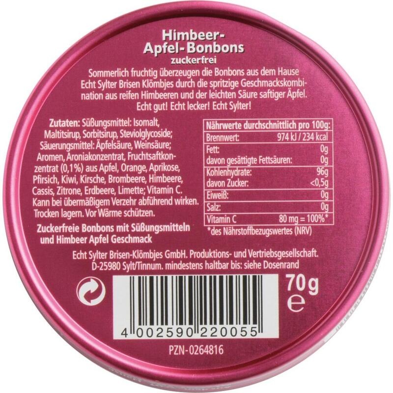 ECHT SYLTER Himbeer-Apfel Bonbons zuckerfrei