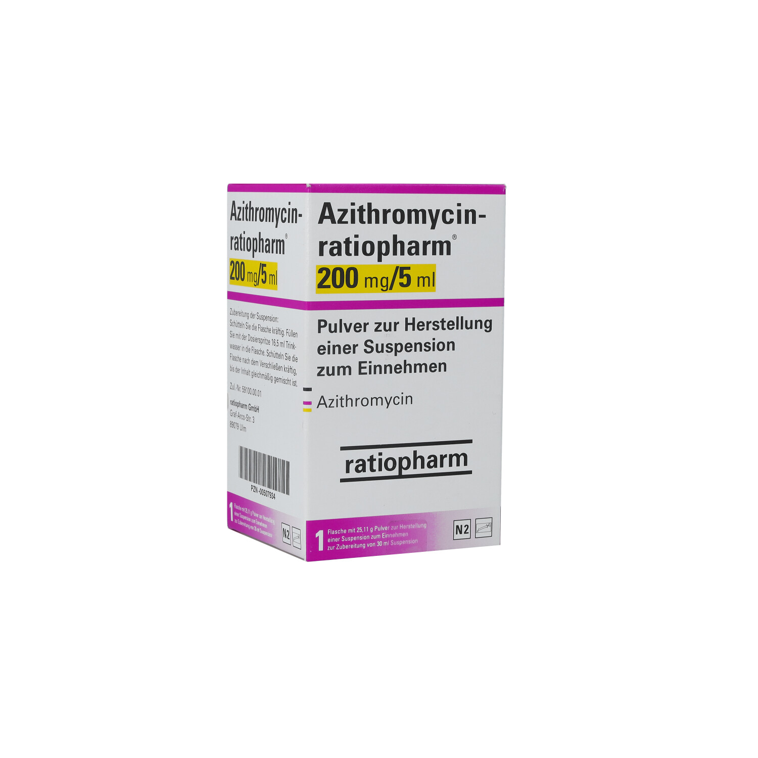 AZITHROMYCIN-ratioph.200mg/5ml Plv.z.Susp.-Herst.