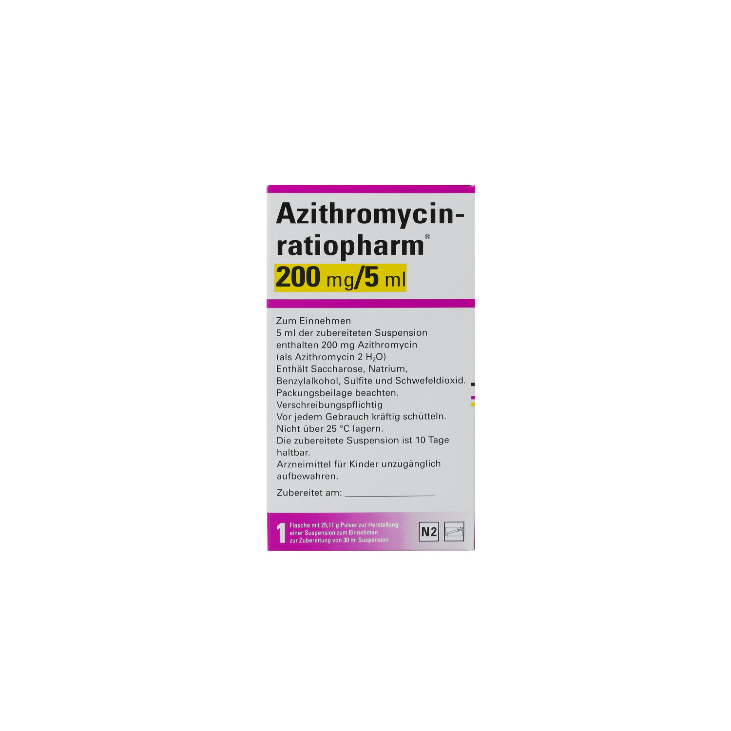 AZITHROMYCIN-ratioph.200mg/5ml Plv.z.Susp.-Herst.