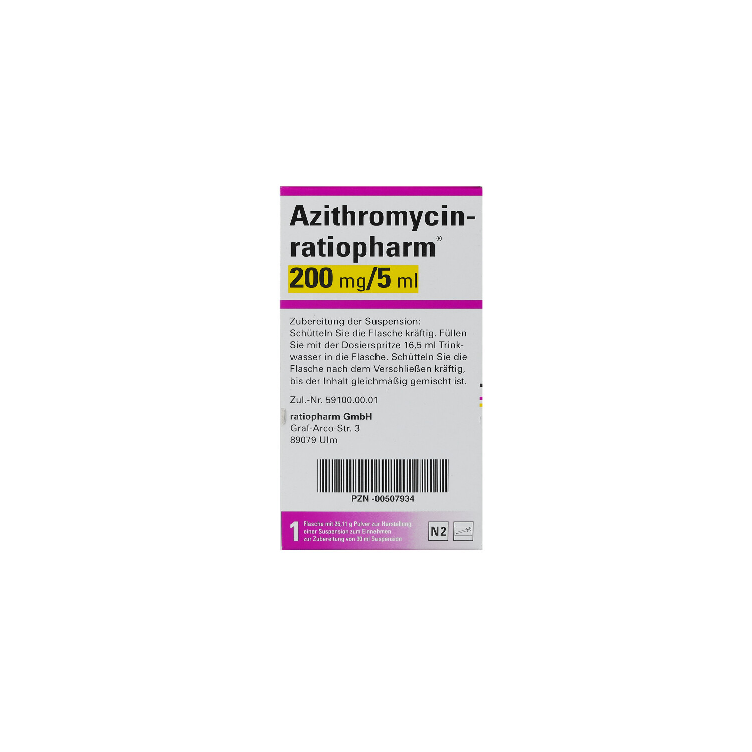 AZITHROMYCIN-ratioph.200mg/5ml Plv.z.Susp.-Herst.