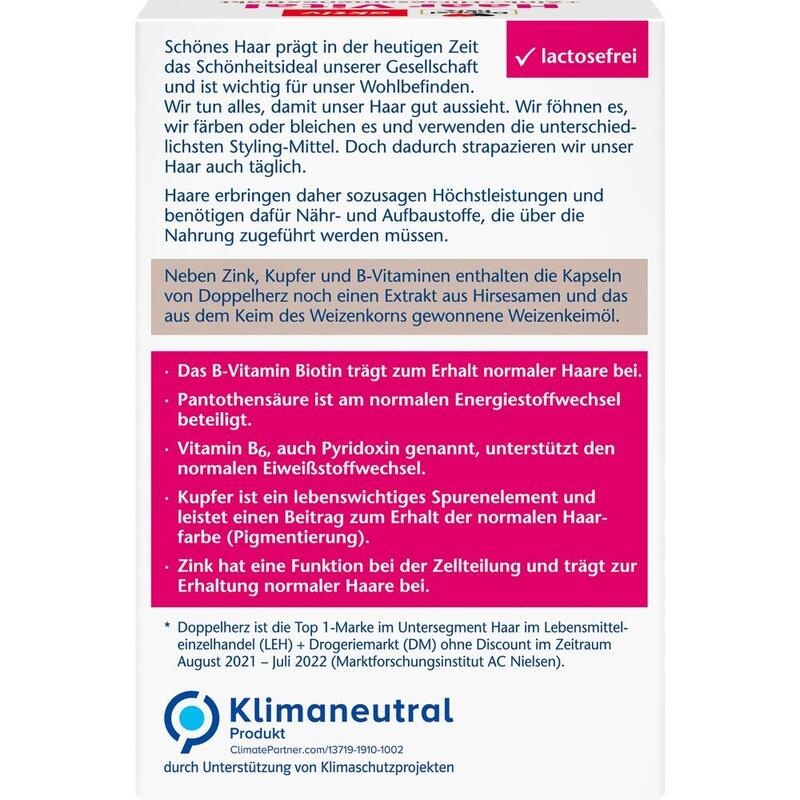 DOPPELHERZ Haar Vital+Zink+Hirseextrakt Kapseln