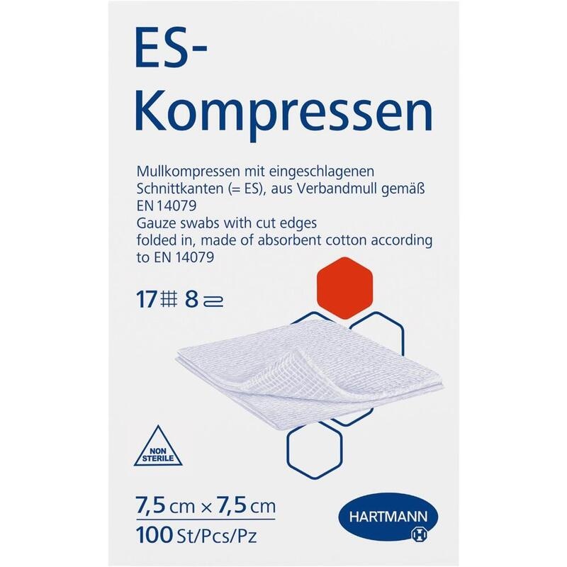 ES-KOMPRESSEN unsteril 7,5x7,5 cm 8fach