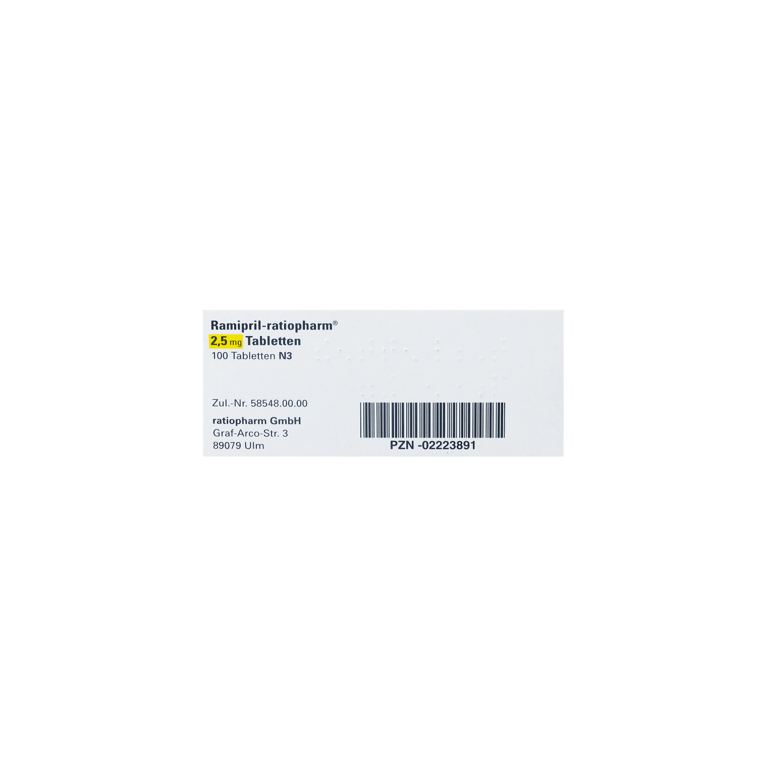 RAMIPRIL-ratiopharm 2,5 mg Tabletten