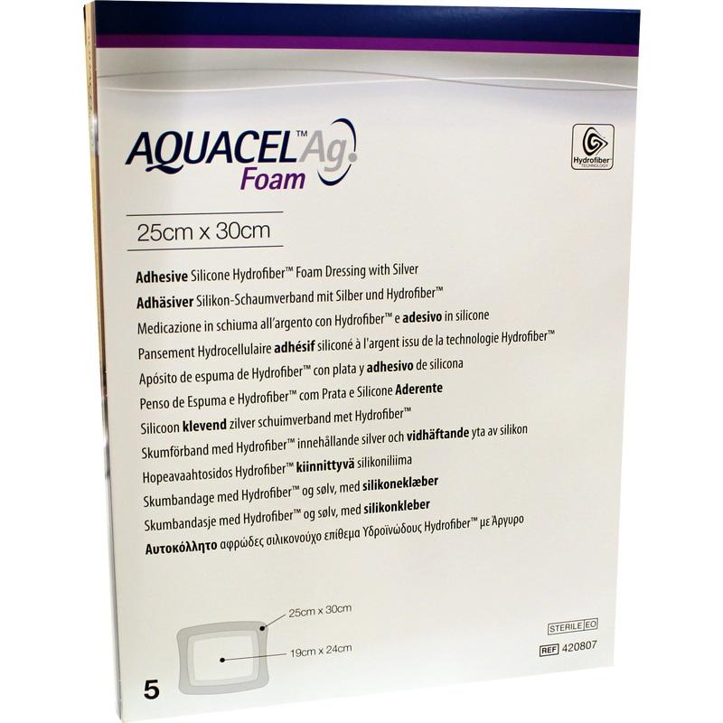 AQUACEL Ag Foam adhäsiv 25x30 cm Verband