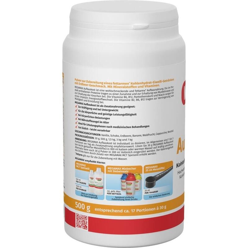 MEGAMAX Aufbaukost Erdbeere Pulver