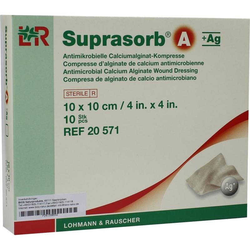 SUPRASORB A+Ag Antimik.Cal.Alginat Kompr.10x10 cm
