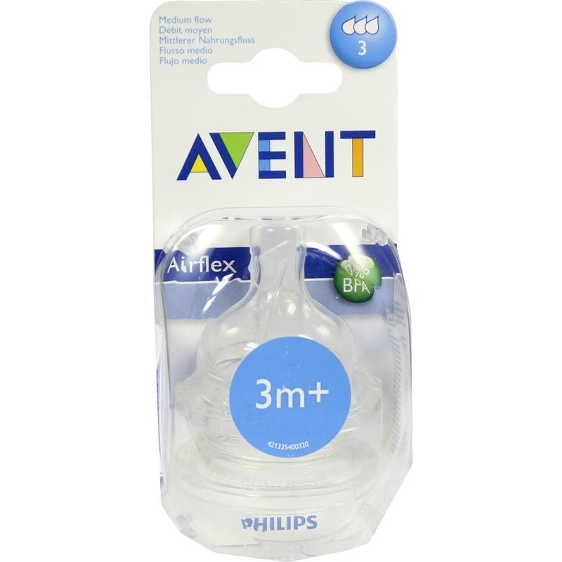 AVENT Sauger Airflex 3-Loch 2x mittl.Nahr.