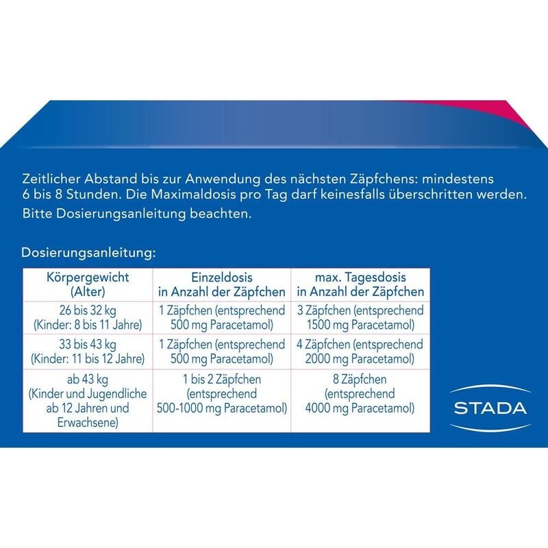 PARACETAMOL STADA 500 mg Zäpfchen