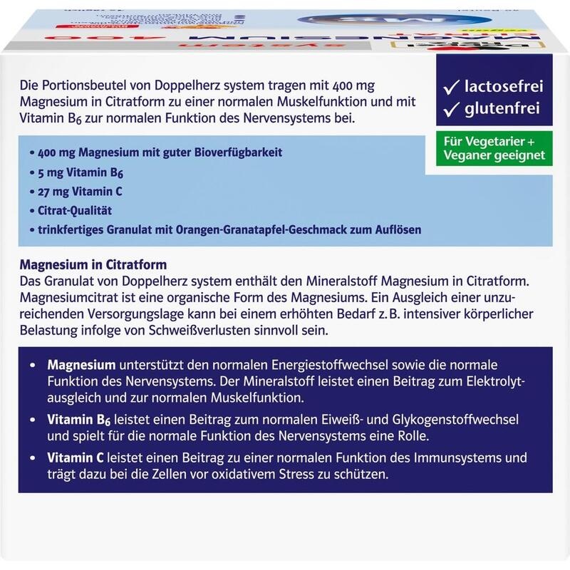 DOPPELHERZ Magnesium 400 Citrat system Granulat