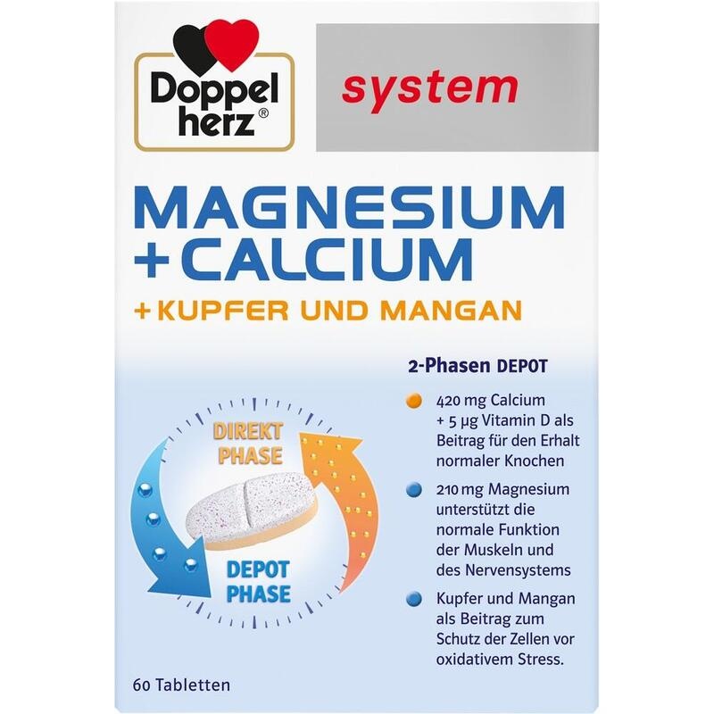 DOPPELHERZ Magnesium+Calc.+Kupfer+Mangan syst.Tab.