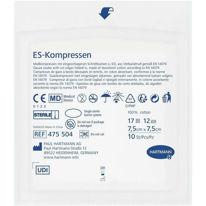 ES-KOMPRESSEN steril 7,5x7,5 cm 12fach Großpackung