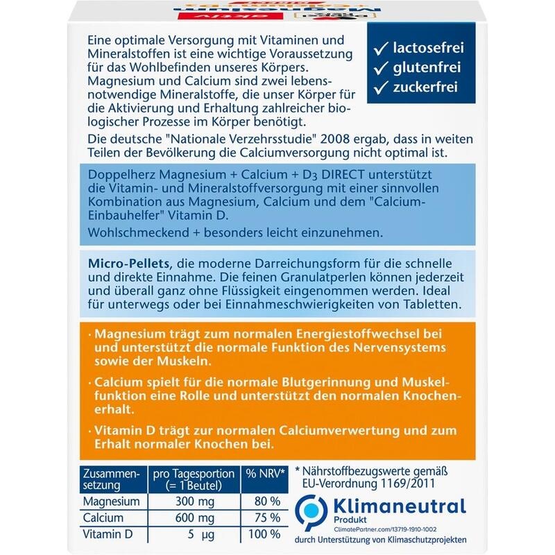 DOPPELHERZ Magnesium+Calcium+D3 DIRECT Pellets