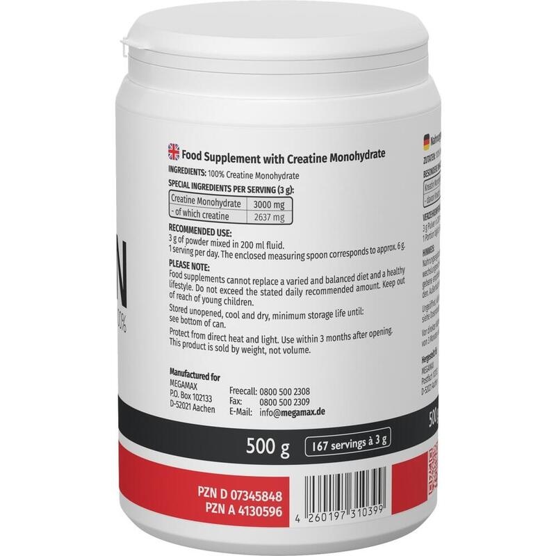 KREATIN MONOHYDRAT 100% Megamax Pulver