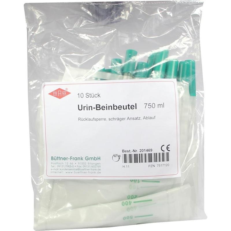 URIN BEINBEUTEL 750 ml Rückl.Sp.m.Abl.schräg
