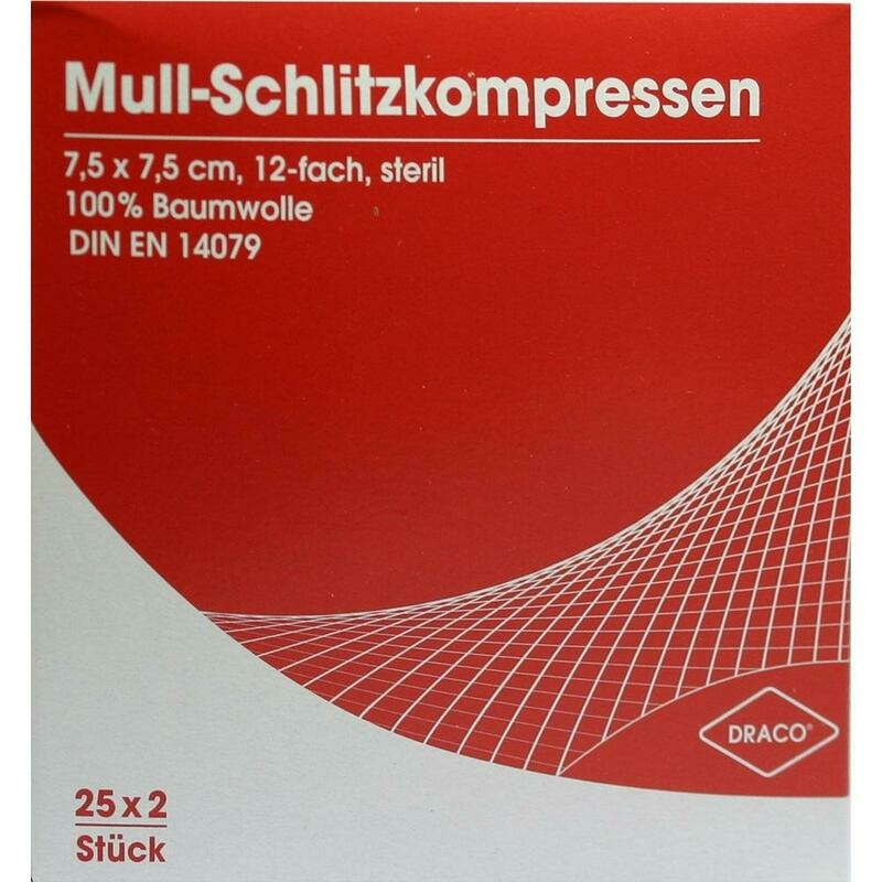 SCHLITZKOMPRESSEN Mull 7,5x7,5 cm steril 12fach