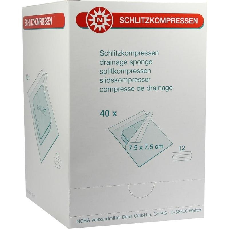 SCHLITZKOMPRESSEN Mull 7,5x7,5 cm steril 12fach