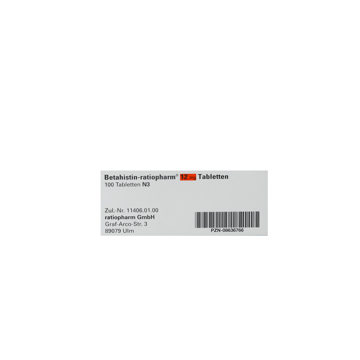 BETAHISTIN-ratiopharm 12 mg Tabletten