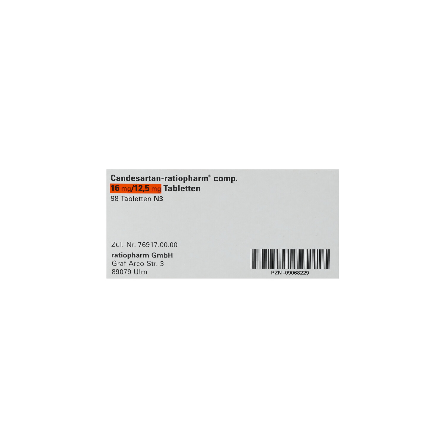 CANDESARTAN-ratiopharm comp. 16 mg/12,5 mg Tabl.