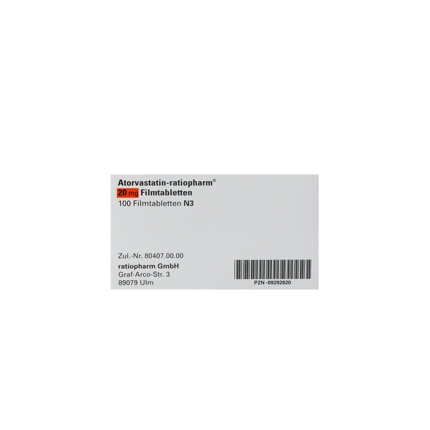 ATORVASTATIN-ratiopharm 20 mg Filmtabletten