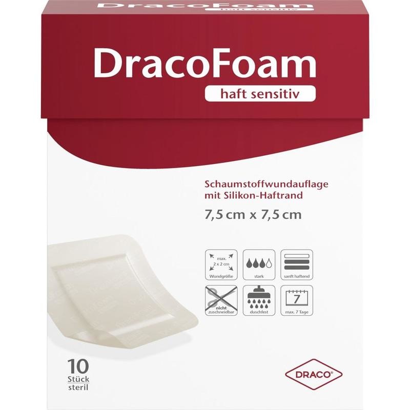 DRACOFOAM Haft sensitiv Schaumst.Wund.7,5x7,5 cm