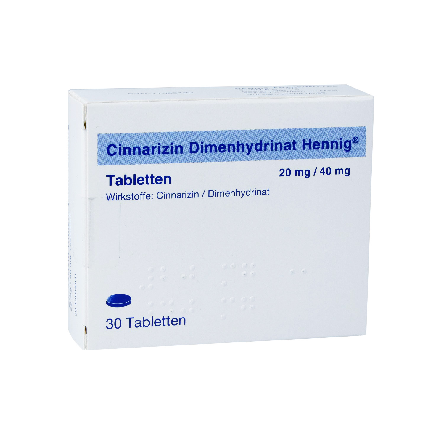 CINNARIZIN Dimenhydrinat Hennig 20 mg/40 mg Tabl.