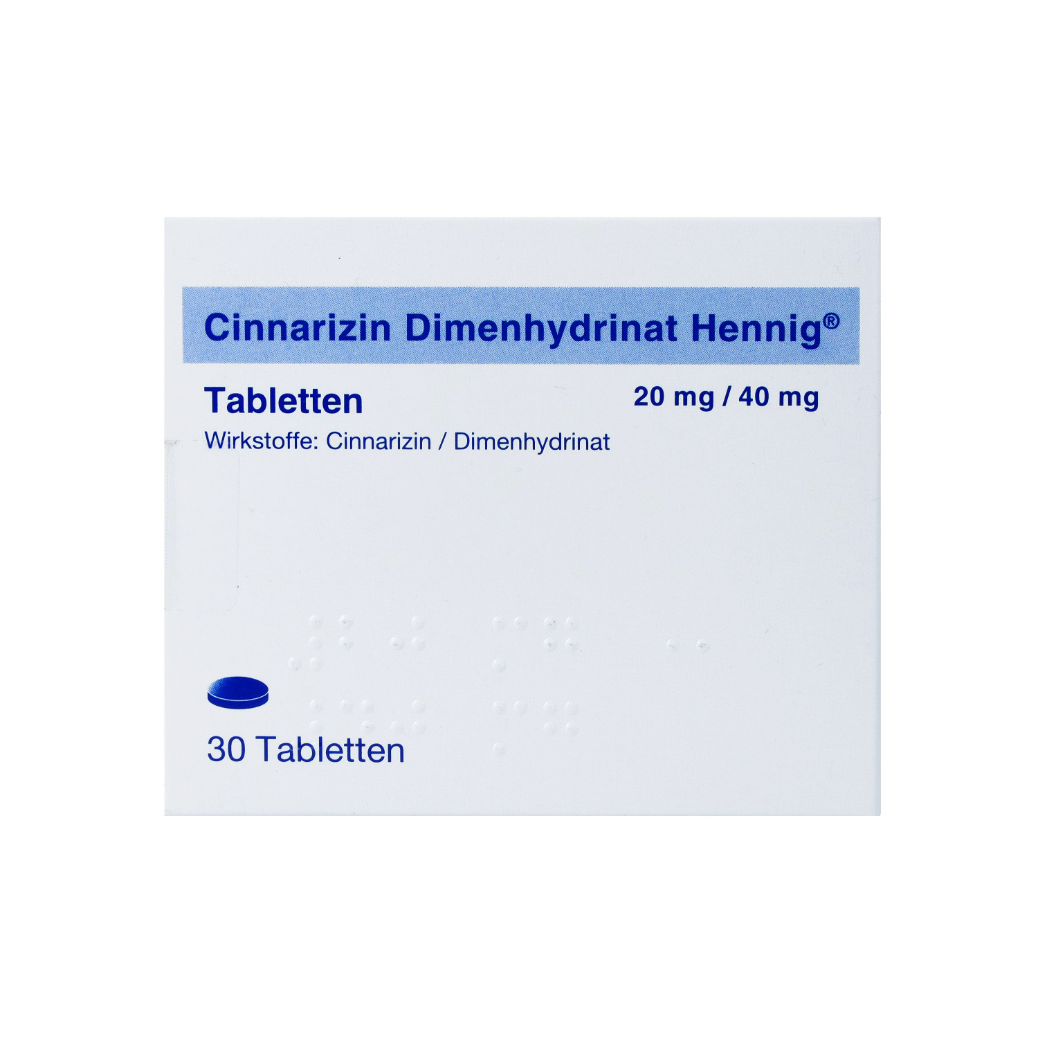 CINNARIZIN Dimenhydrinat Hennig 20 mg/40 mg Tabl.