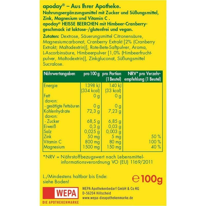 APODAY heiße Beerchen+Vit.C+Zink+Magnesium Pulver