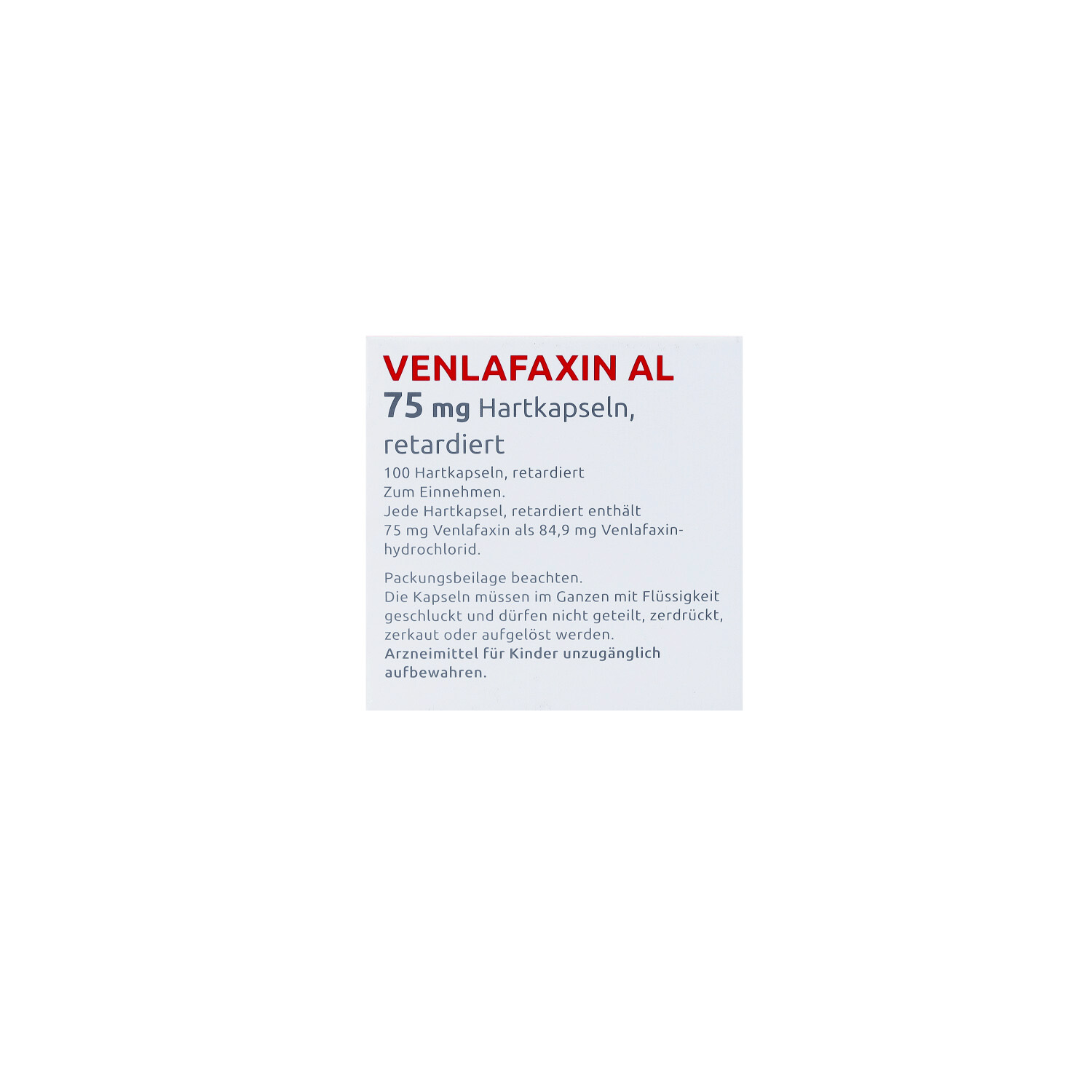 VENLAFAXIN AL 75 mg Hartkapseln retardiert