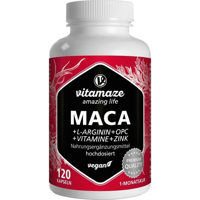 MACA 10:1 hochdosiert+L-Arginin+OPC+Vit.vegan Kps.
