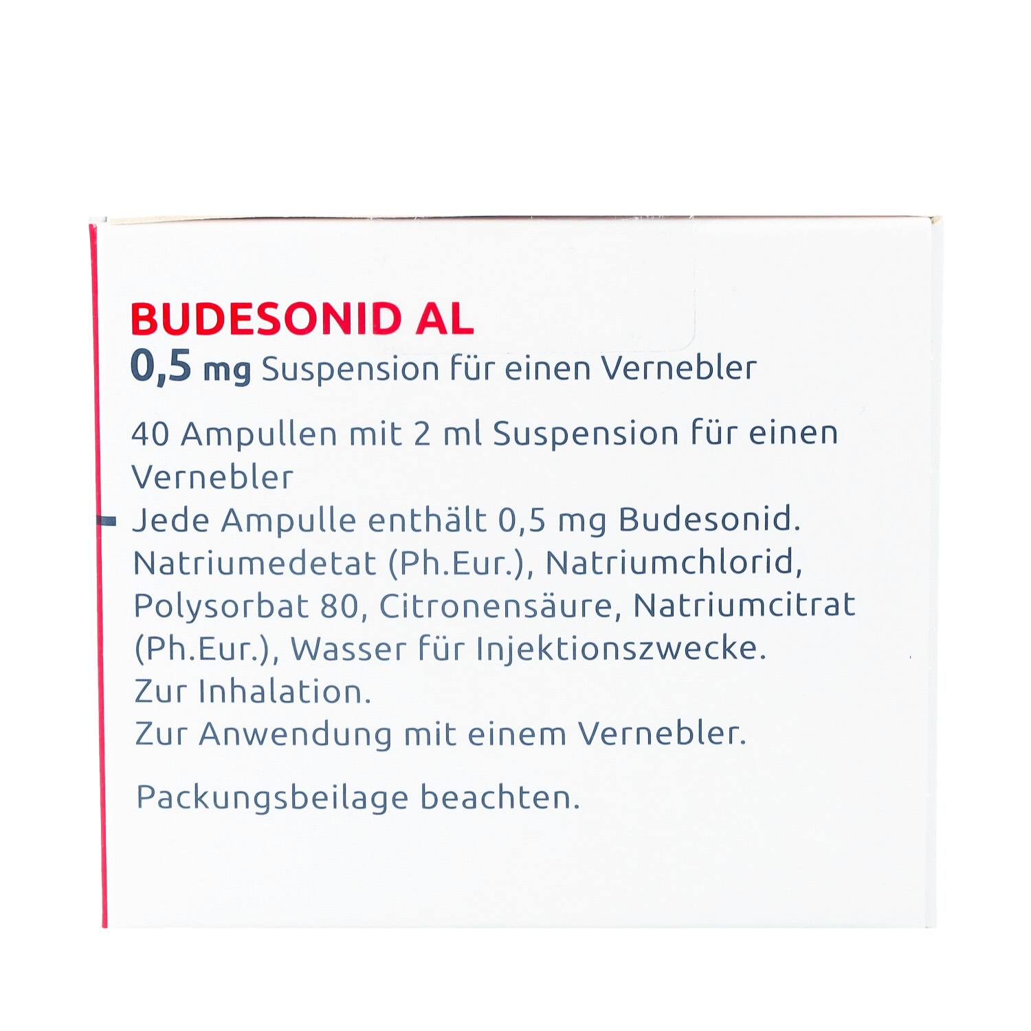 BUDESONID AL 0,5 mg Suspension f.einen Vernebler