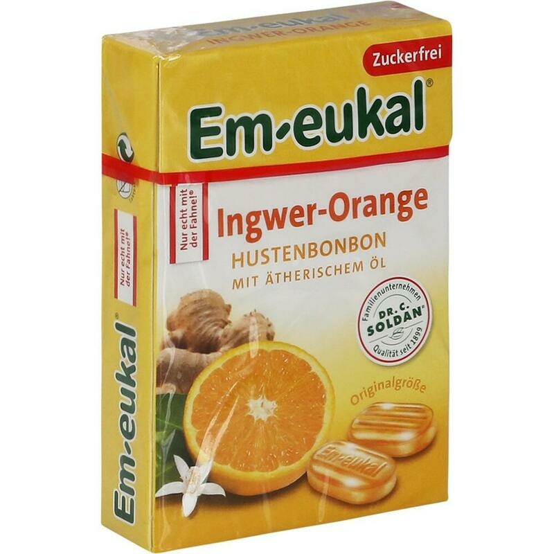 EM-EUKAL Bonbons Ingwer Orange zuckerfrei Box