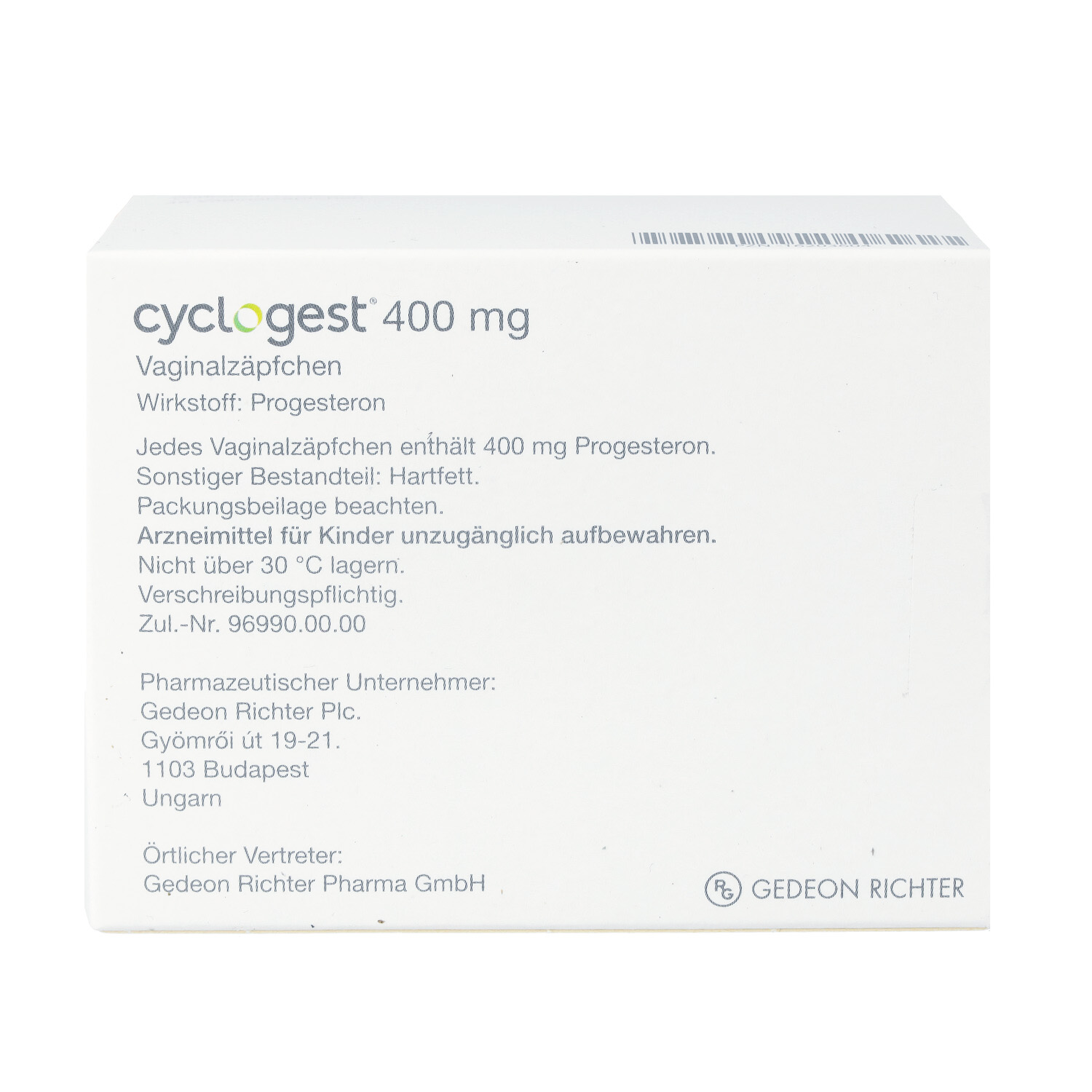 CYCLOGEST 400 mg Vaginalzäpfchen