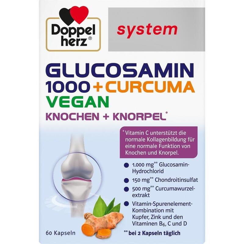 DOPPELHERZ Glucosamin 1000+Curcuma vegan syst.Kps.