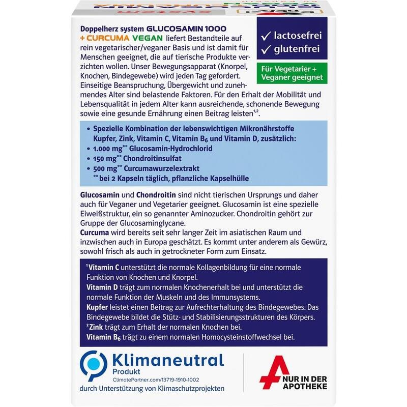 DOPPELHERZ Glucosamin 1000+Curcuma vegan syst.Kps.