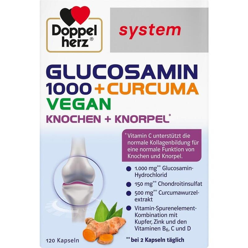 DOPPELHERZ Glucosamin 1000+Curcuma vegan syst.Kps.