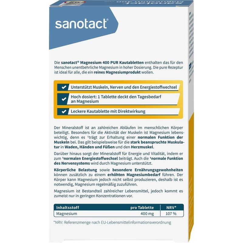 SANOTACT Magnesium 400 PUR Kautabletten