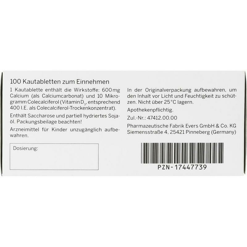 CALCIUM/VITAMIN D3 Evers 600 mg/400 I.E Kautabl.