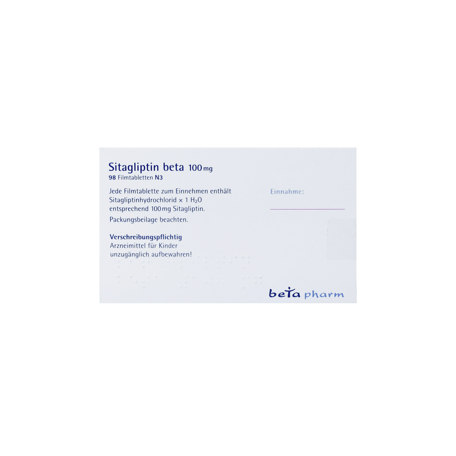 SITAGLIPTIN beta 100 mg Filmtabletten