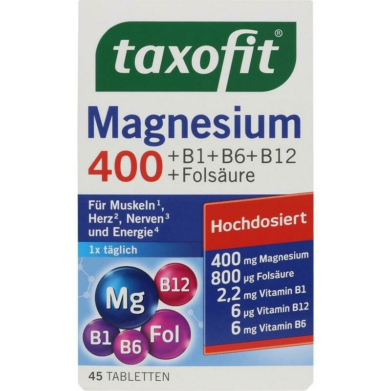 TAXOFIT Magnesium 400+B1+B6+B12+Folsäure Tabletten