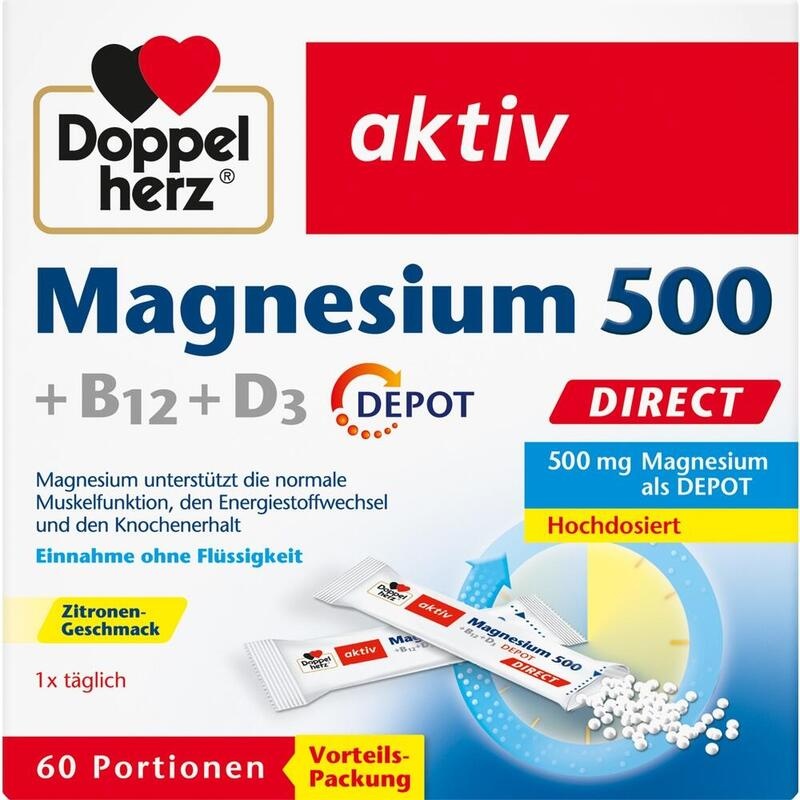 DOPPELHERZ Magnesium 500+B12+D3 Depot DIRECT Pell.