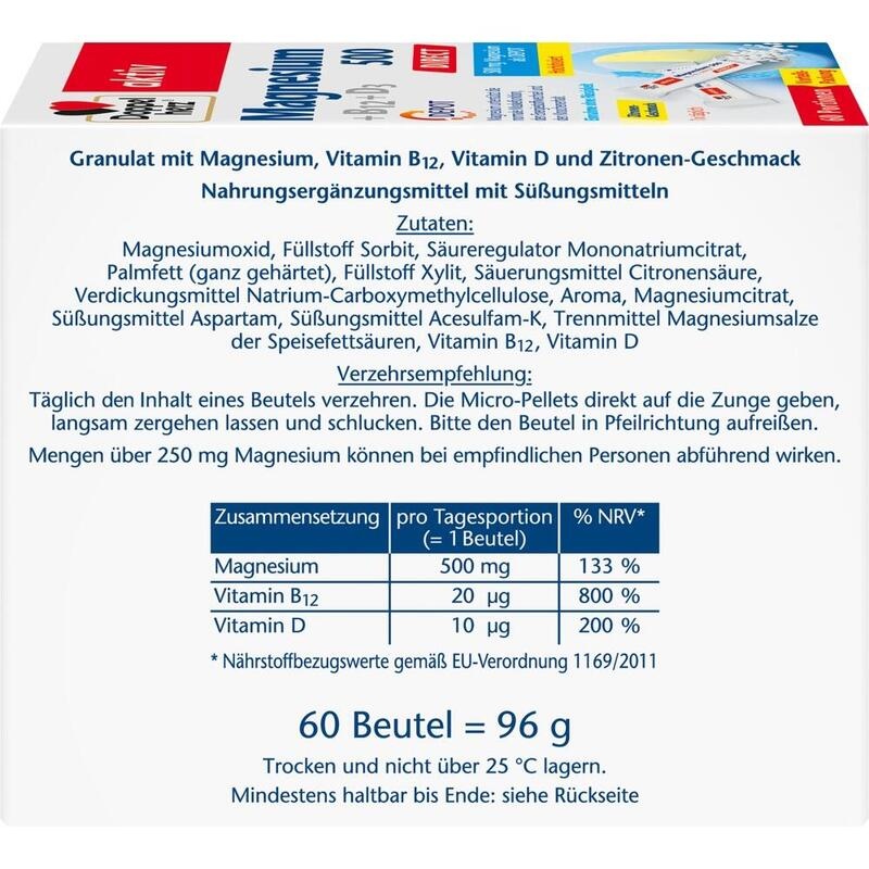 DOPPELHERZ Magnesium 500+B12+D3 Depot DIRECT Pell.