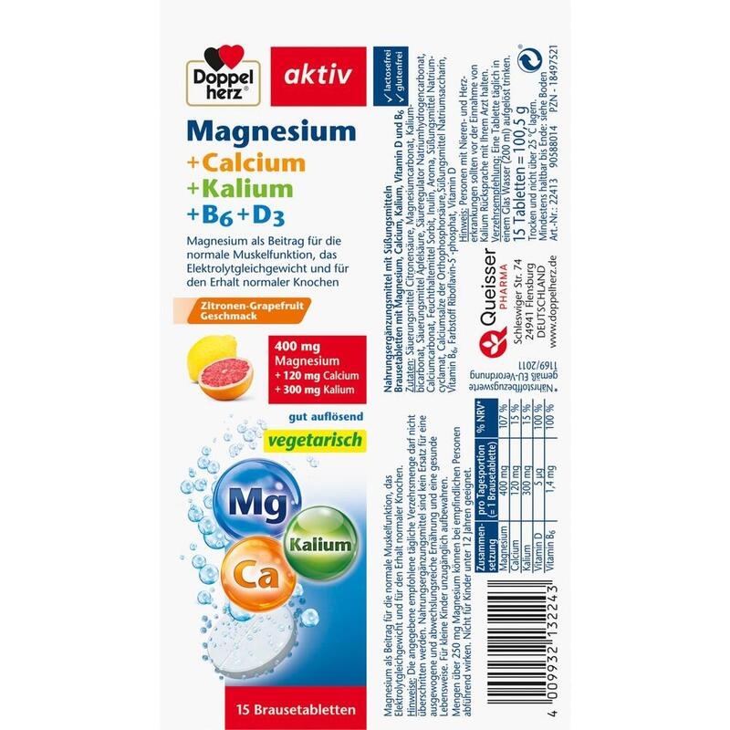 DOPPELHERZ Magnesium+Calcium+Kalium Brausetabl.