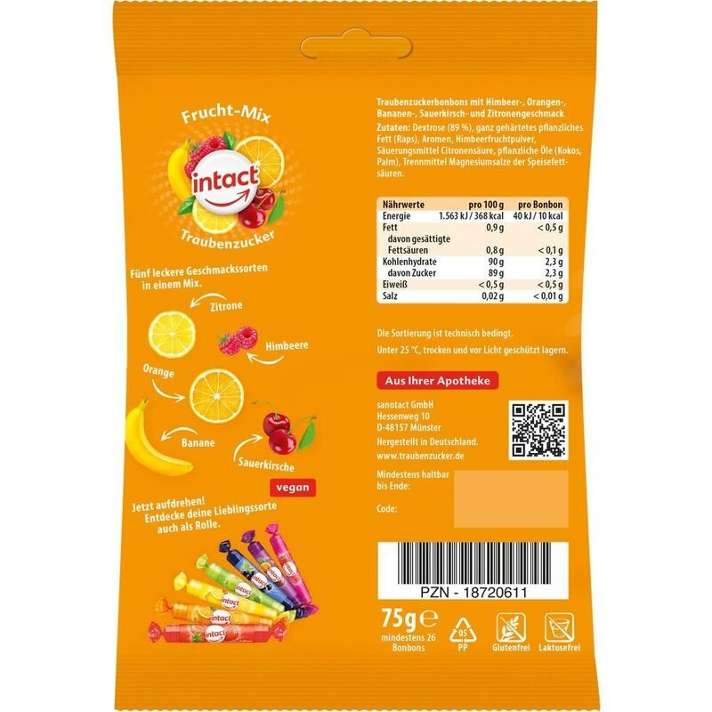 INTACT Traubenzucker Beutel Frucht-Mix