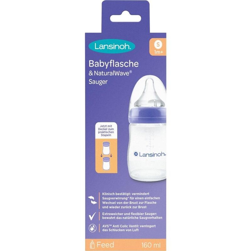 LANSINOH NaturalWave Babyflasche 160ml & Sauger S