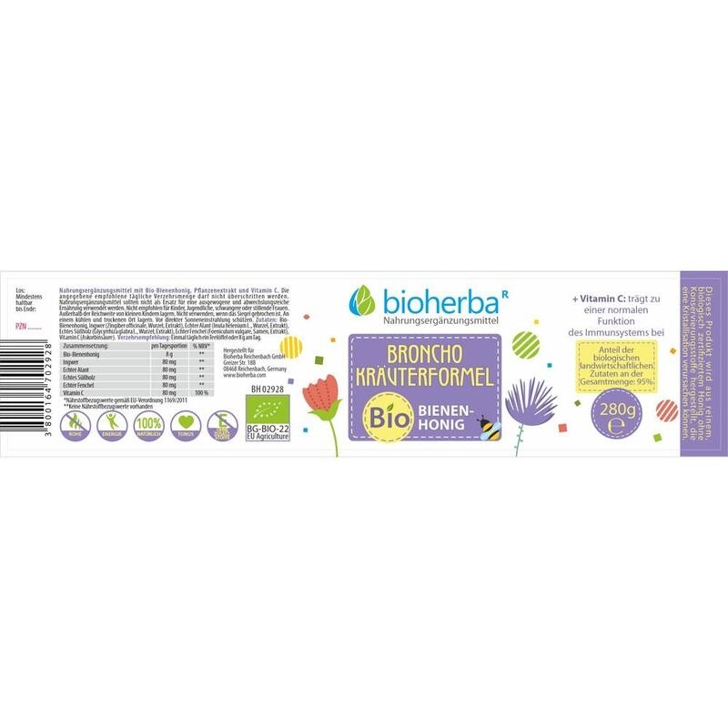 BRONCHO KRÄUTERFORMEL Bio Bienenhonig Mischung