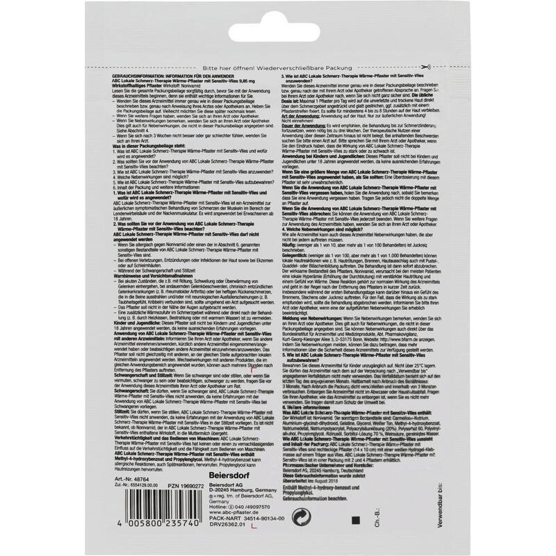 ABC Wärme-Pflaster sensitive-Vlies Hansaplast med