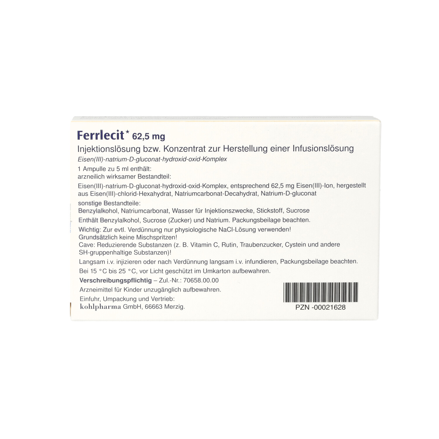 FERRLECIT 62,5 mg Inj.Lsg.bzw.Konz.Her.Inf.Lsg.Amp